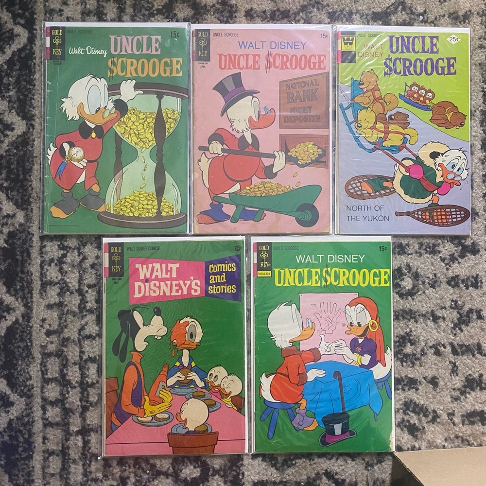 5 vintage Disney Uncle Scrooge comics